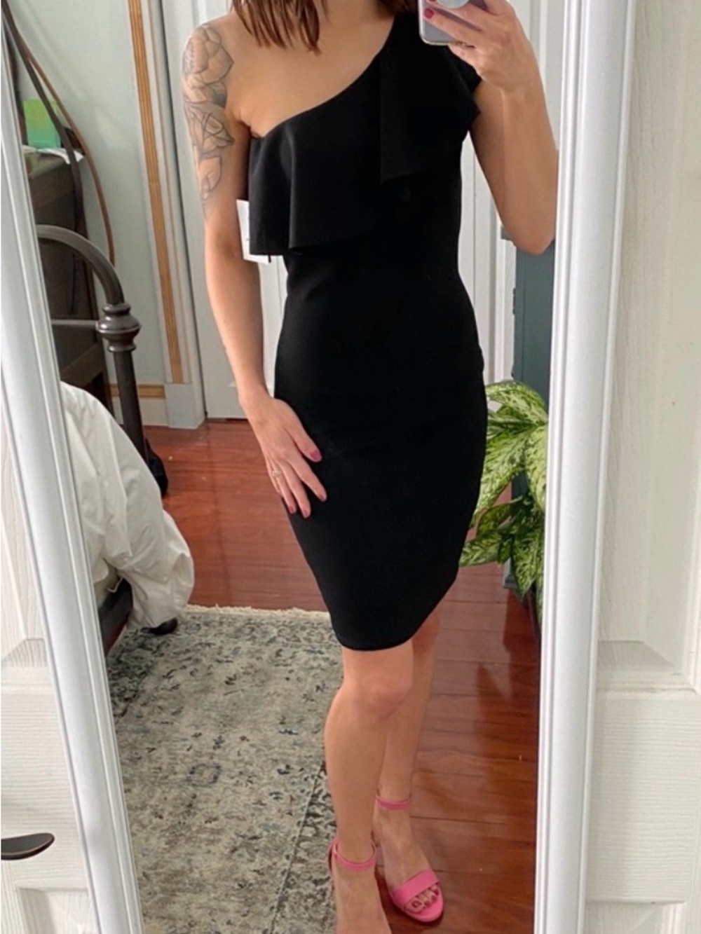 Ruffled Shoulder Mini Dress